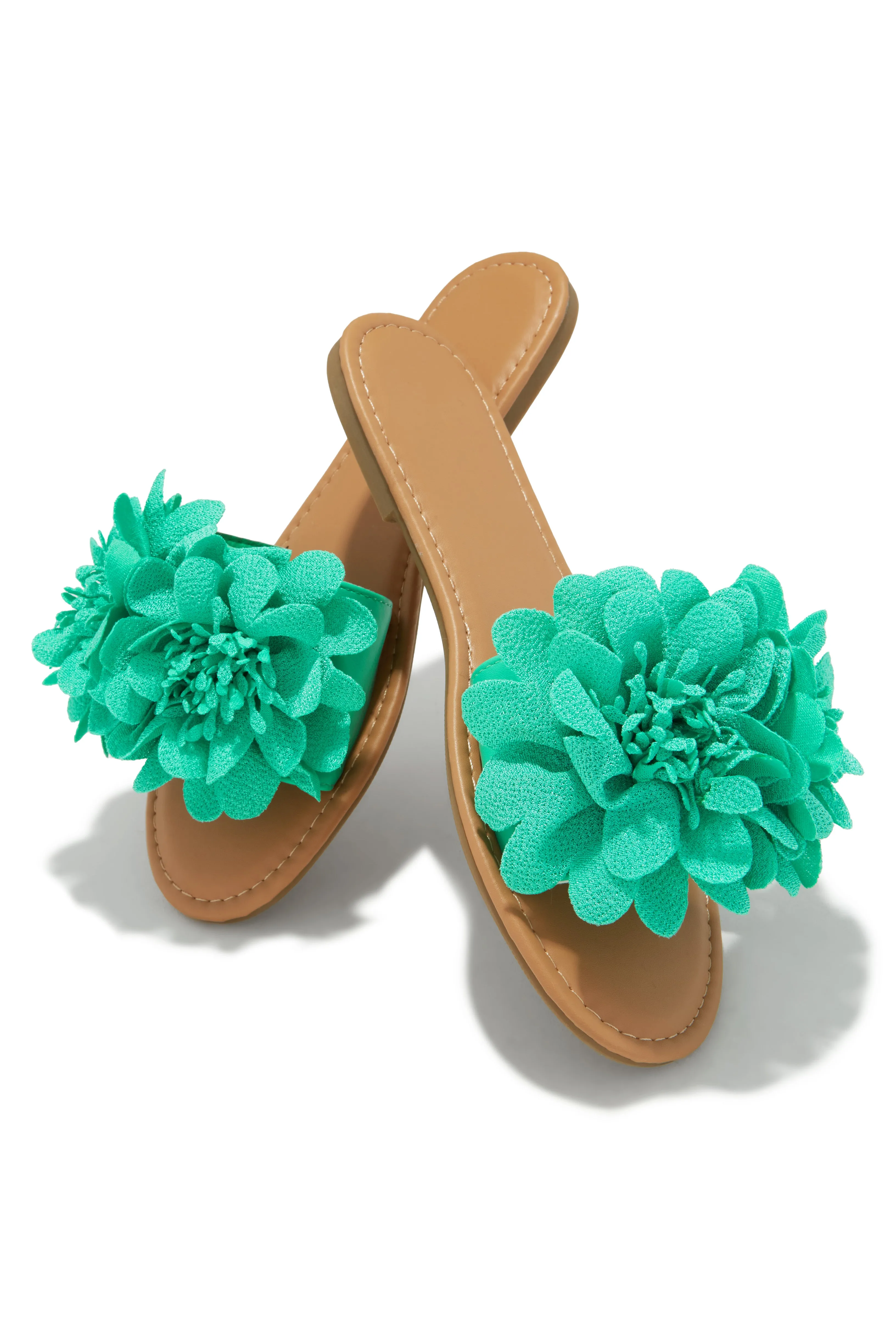 Analia Slip On Flower Sandals - Turquoise