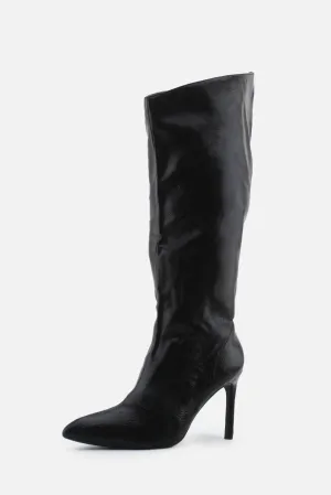 Bershka Zipper Stilettos Heels Knee High Boots | 100% Synthetic Leather