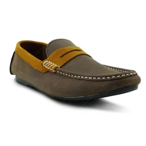 Bicolor Leather Loafer Nubuck and Tan