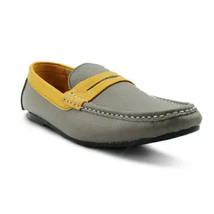 Bicolor Leather Loafer Stone Mustard