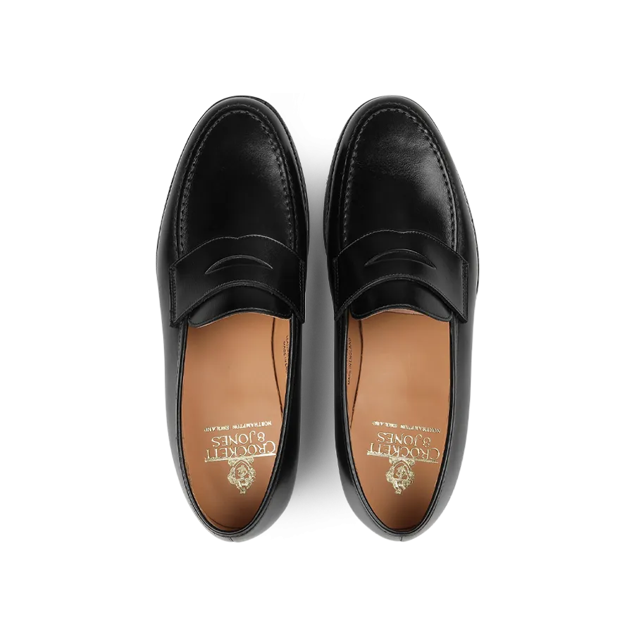 Black Fine Calf Leather Boston Loafers