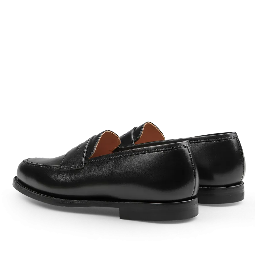 Black Fine Calf Leather Boston Loafers