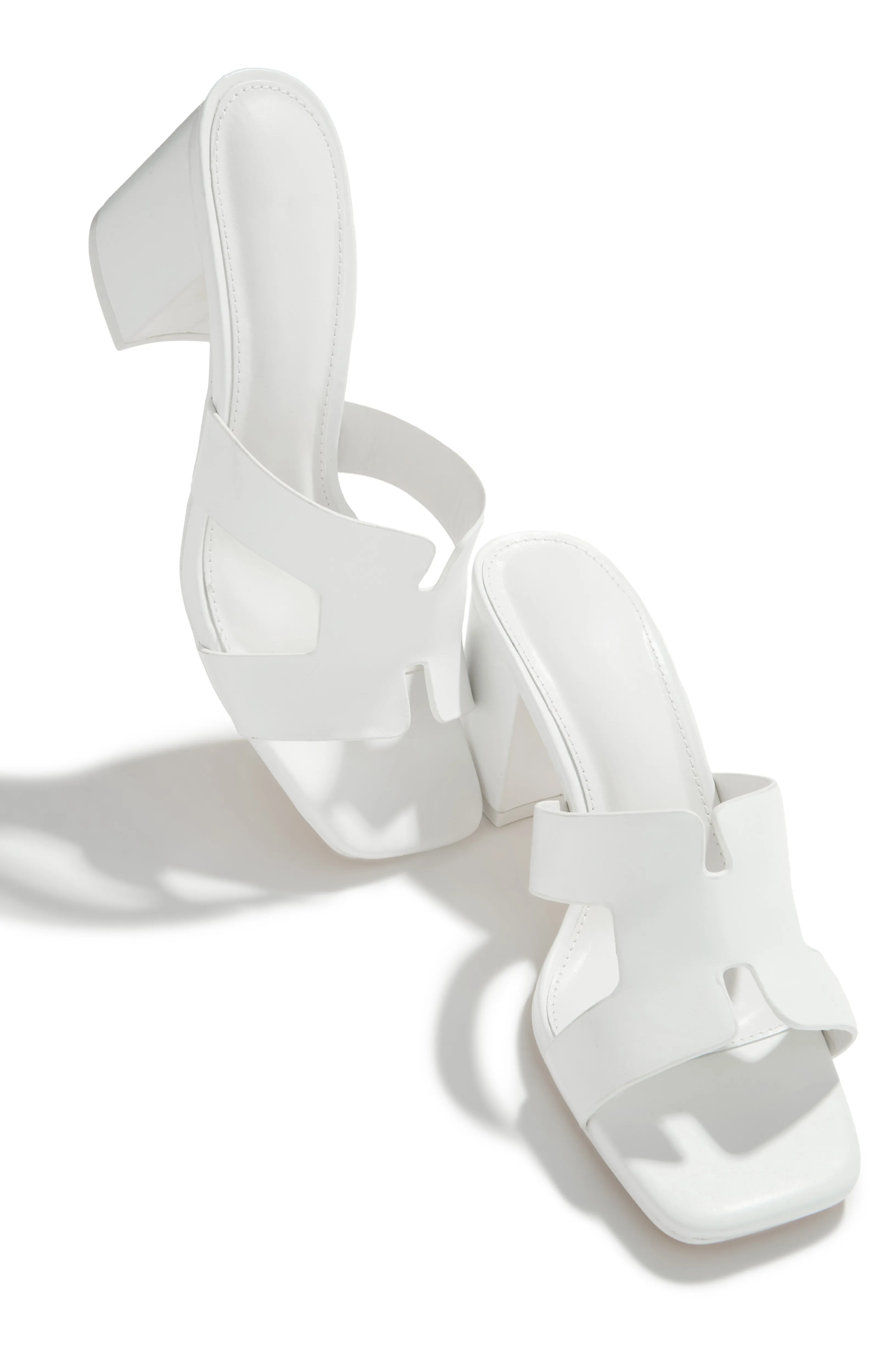 Carina Block Heel Mules - White