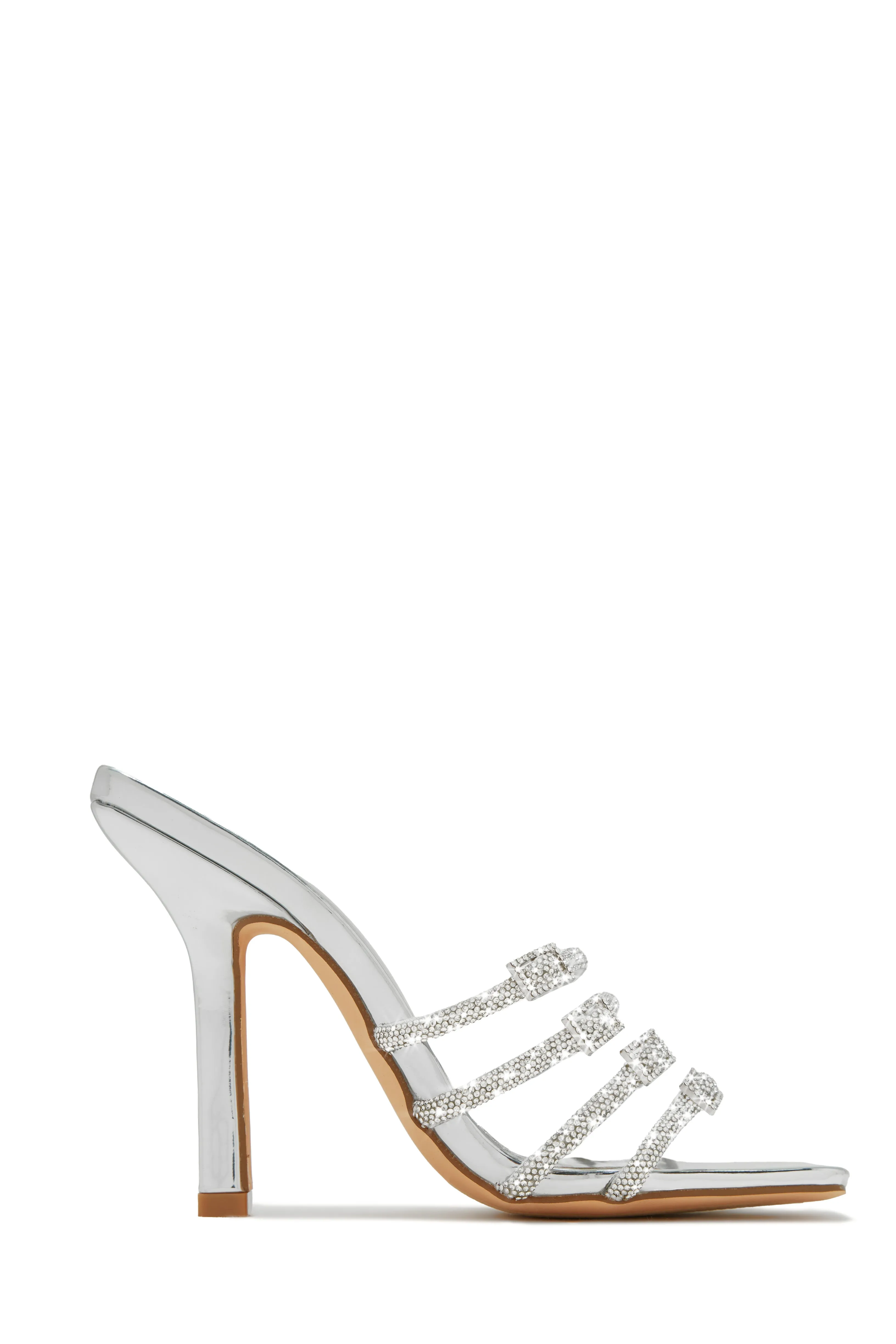 Champagne Taste Embellished High Heel Mules - White