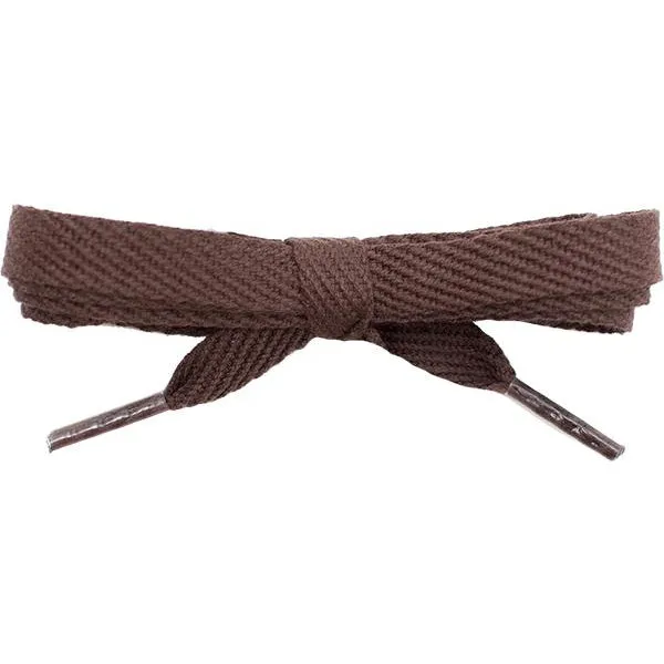 Cotton Flat 3/8" Laces Custom Length with Tip - Brown (1 Pair Pack) Shoelaces