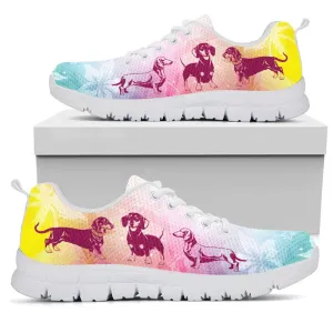 Dachshund Sneaker, Dachshund Dog Flower Sneaker Shoes, Dachshund Shoes