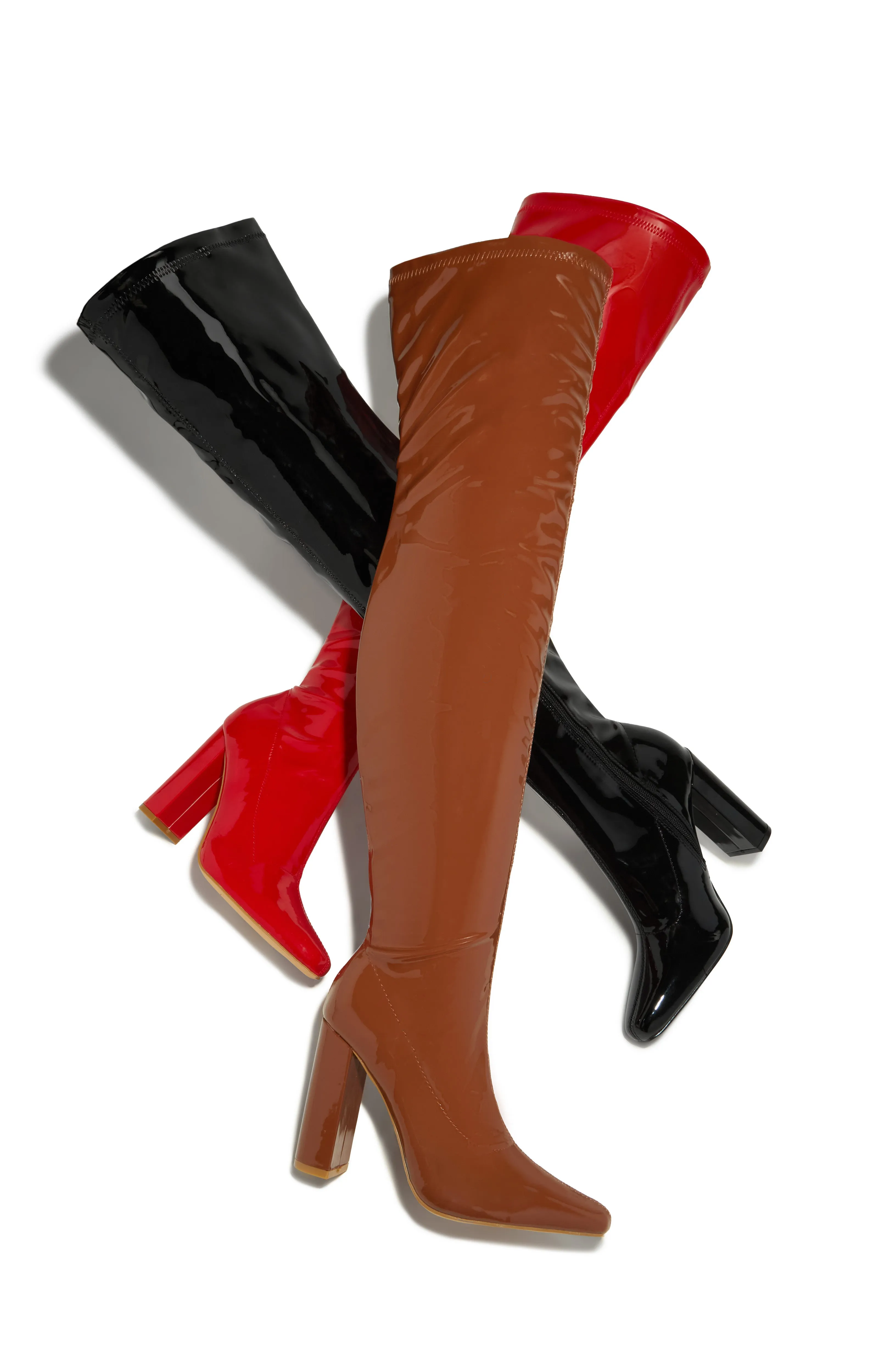 Ericka Block Heel Over The Knee Boots - Tan