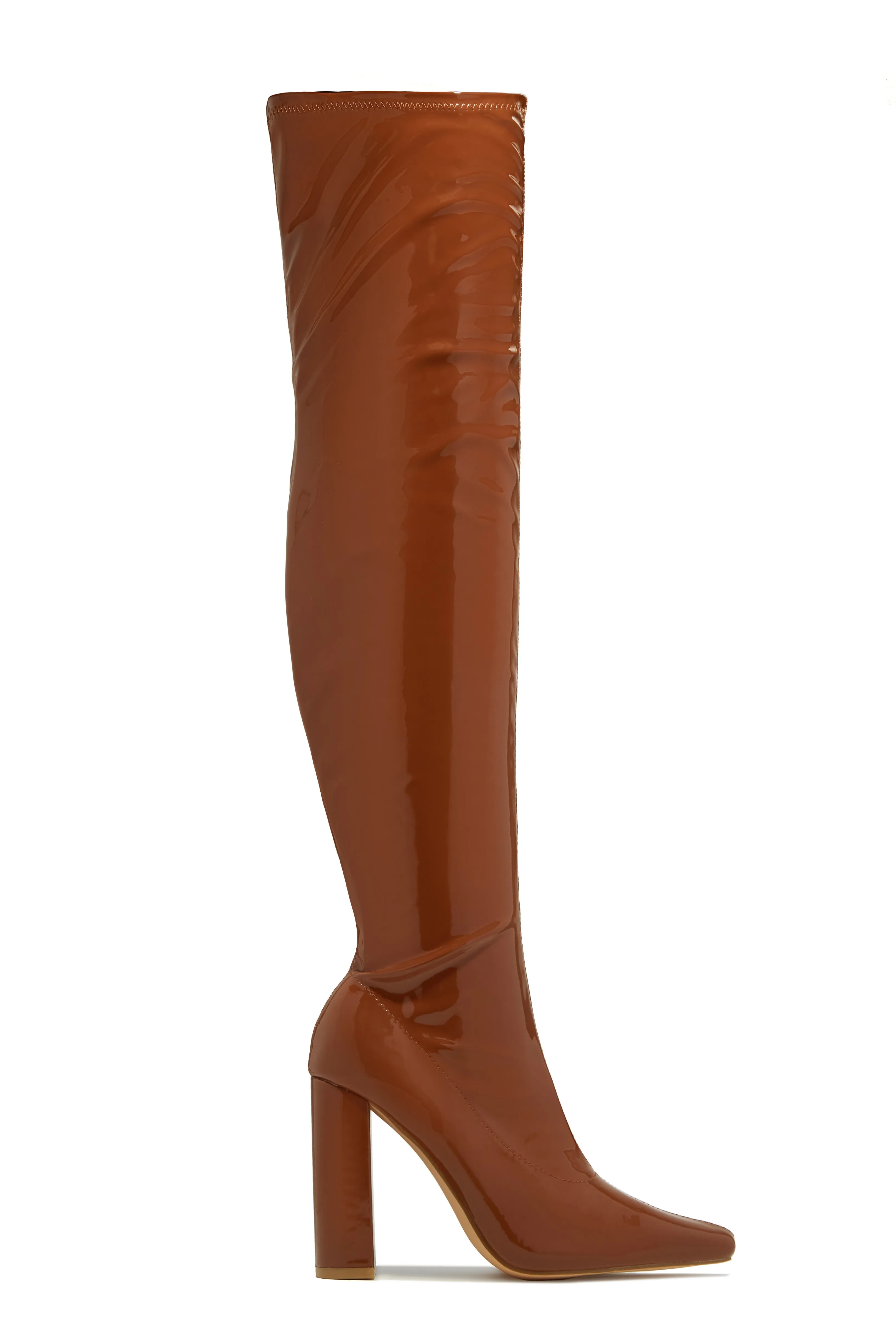 Ericka Block Heel Over The Knee Boots - Tan