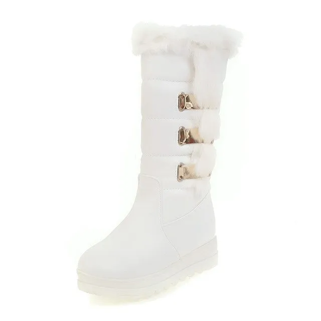 Fashion rabbit fur winter snow boots keep warm