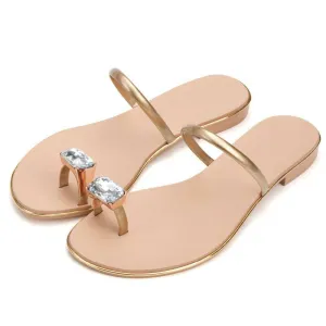 Genuine cow leather Diamond flip flops