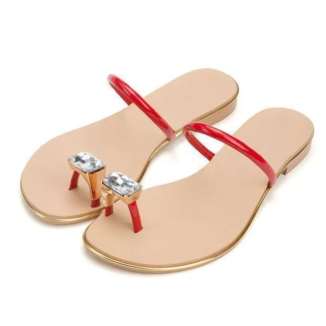 Genuine cow leather Diamond flip flops