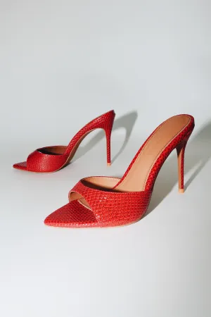 Gia Red Reptile Vegan Mules 100 mm