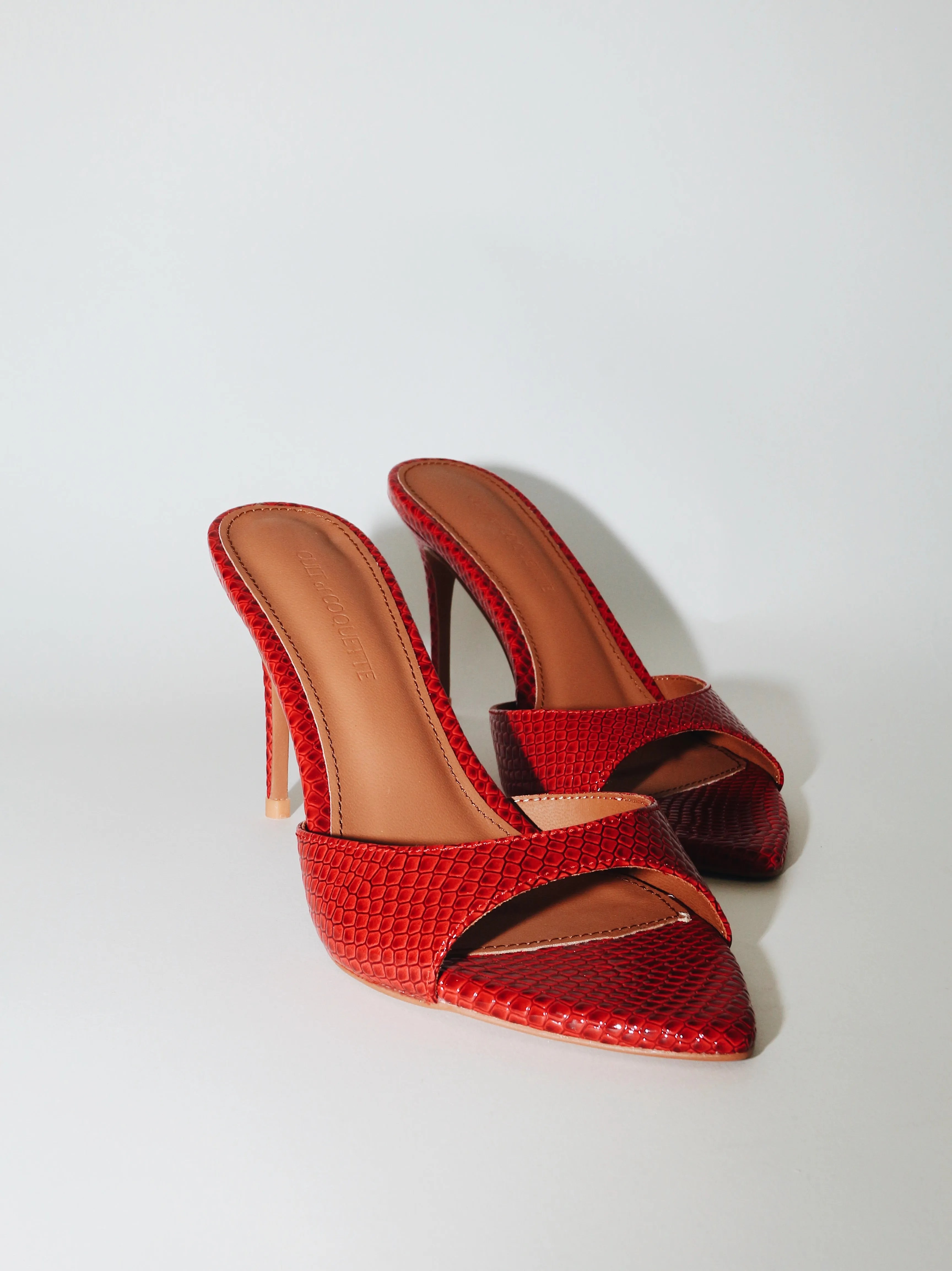 Gia Red Reptile Vegan Mules 100 mm