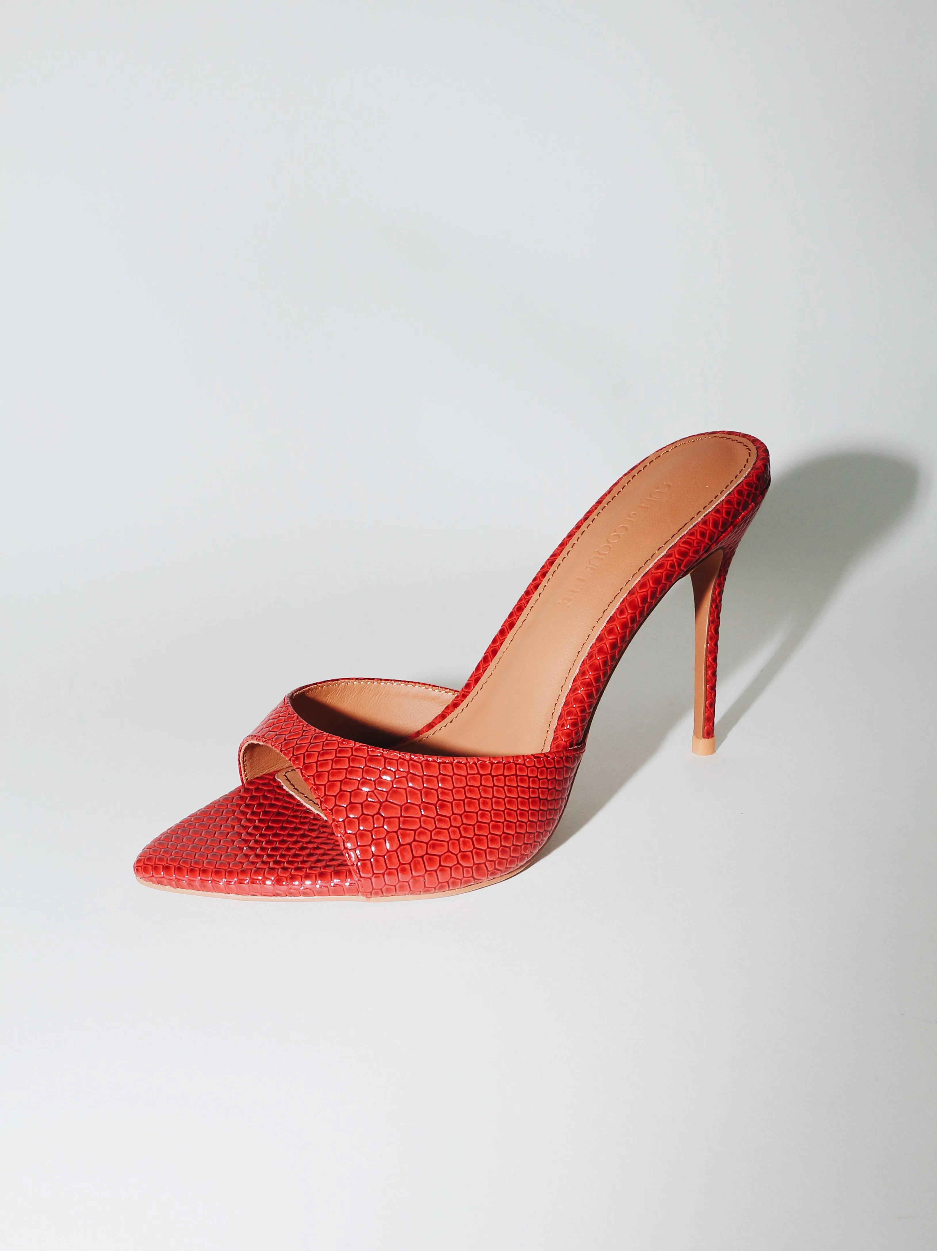 Gia Red Reptile Vegan Mules 100 mm