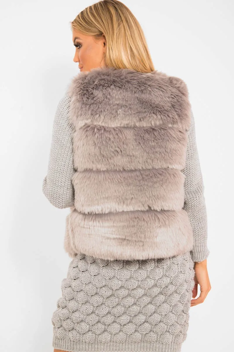 Grey Faux Fur Gilet - Connie