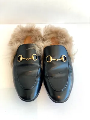 Gucci Fur Horsebit Mules