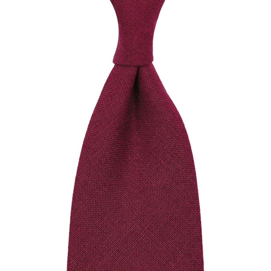 Japanese Ramie Tie - Burgundy - Hand-Rolled