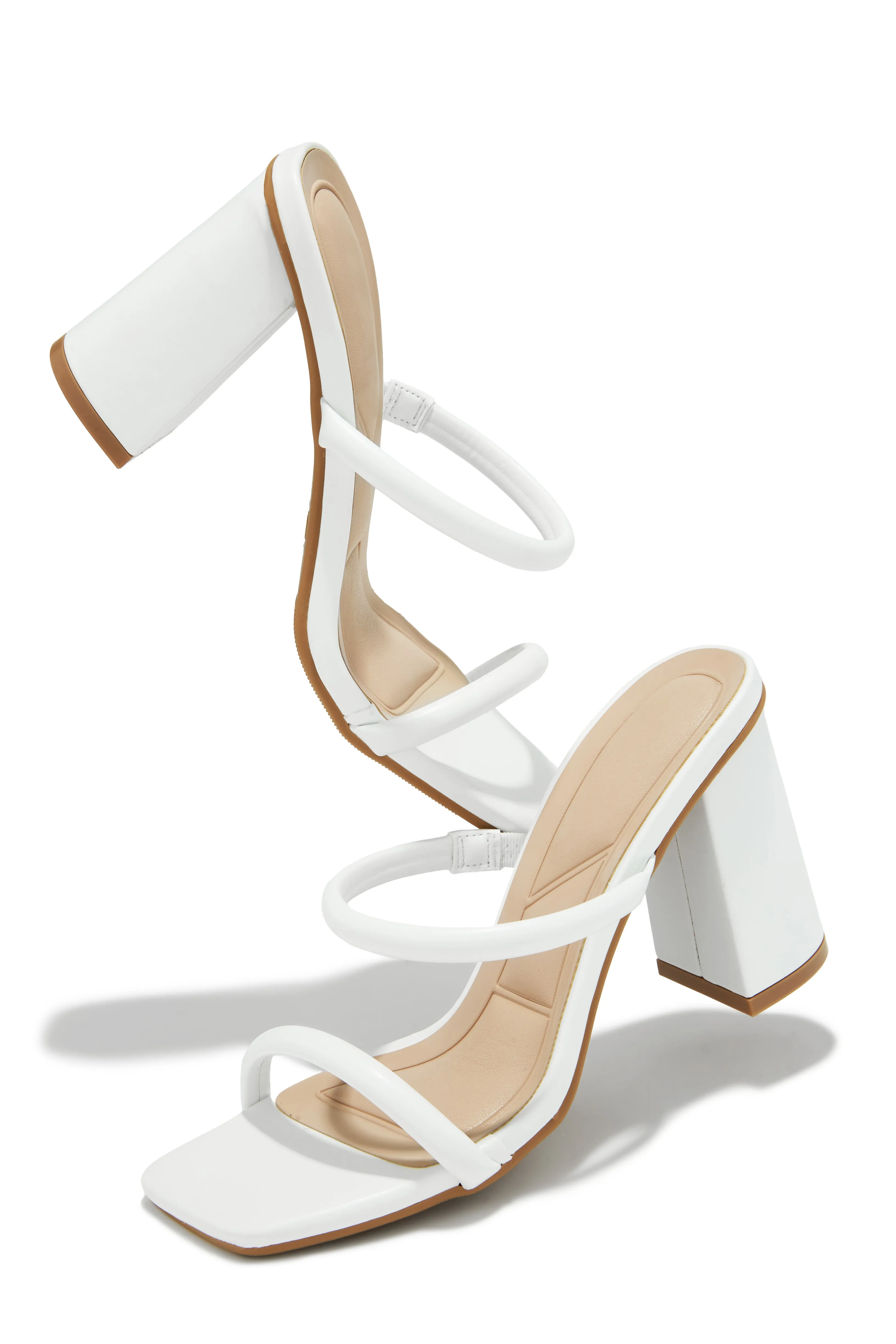 Jenna Block Heel Mules - White