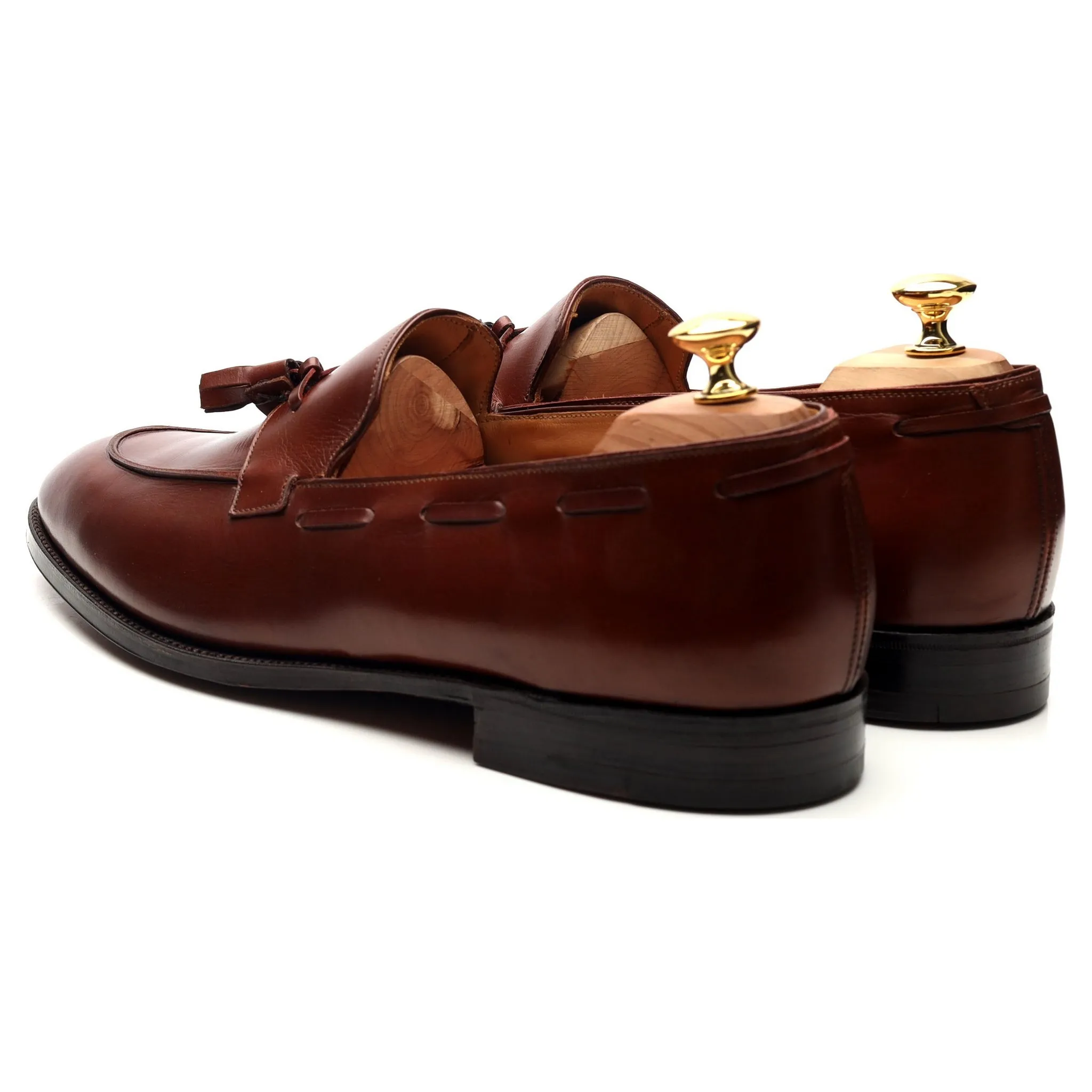 'Jihel' Tan Brown Leather Tassel Loafers UK 11.5 E