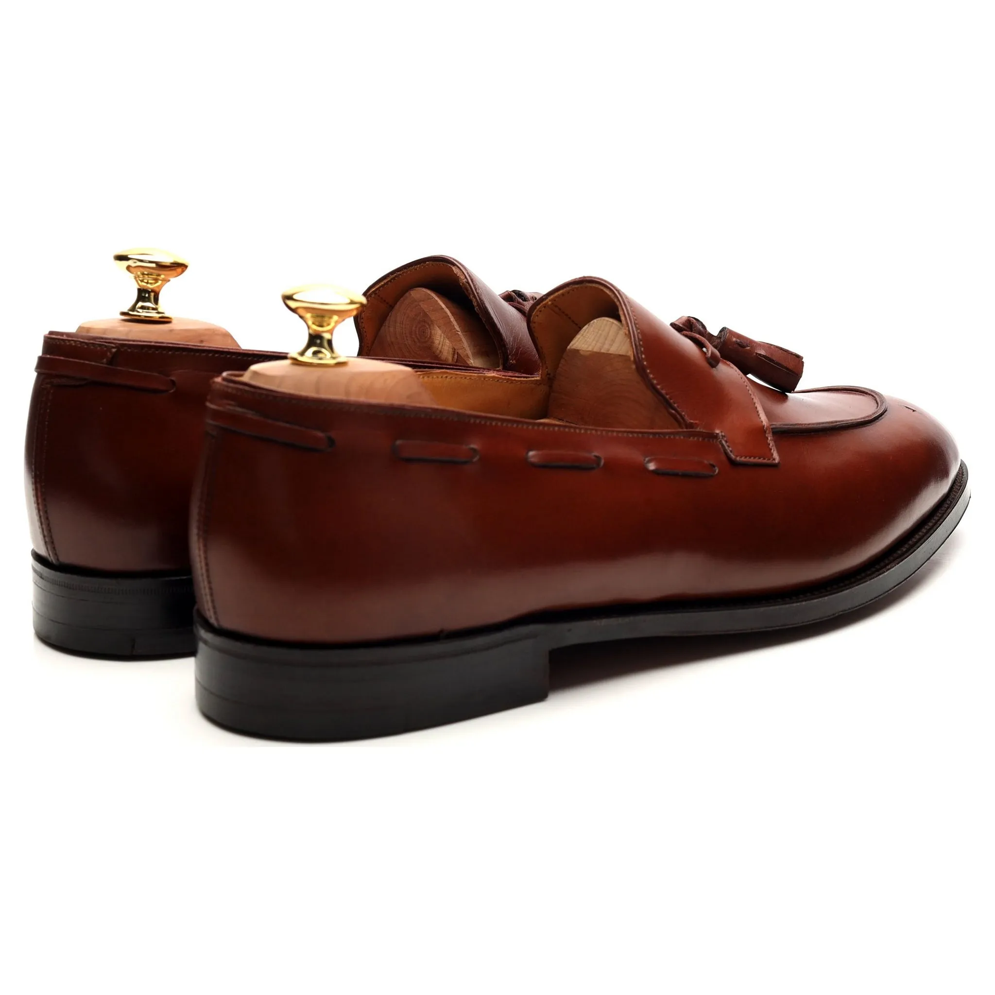 'Jihel' Tan Brown Leather Tassel Loafers UK 11.5 E