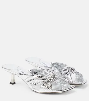 Jimmy Choo Avenue 50 Snake Leather Mule, Silver