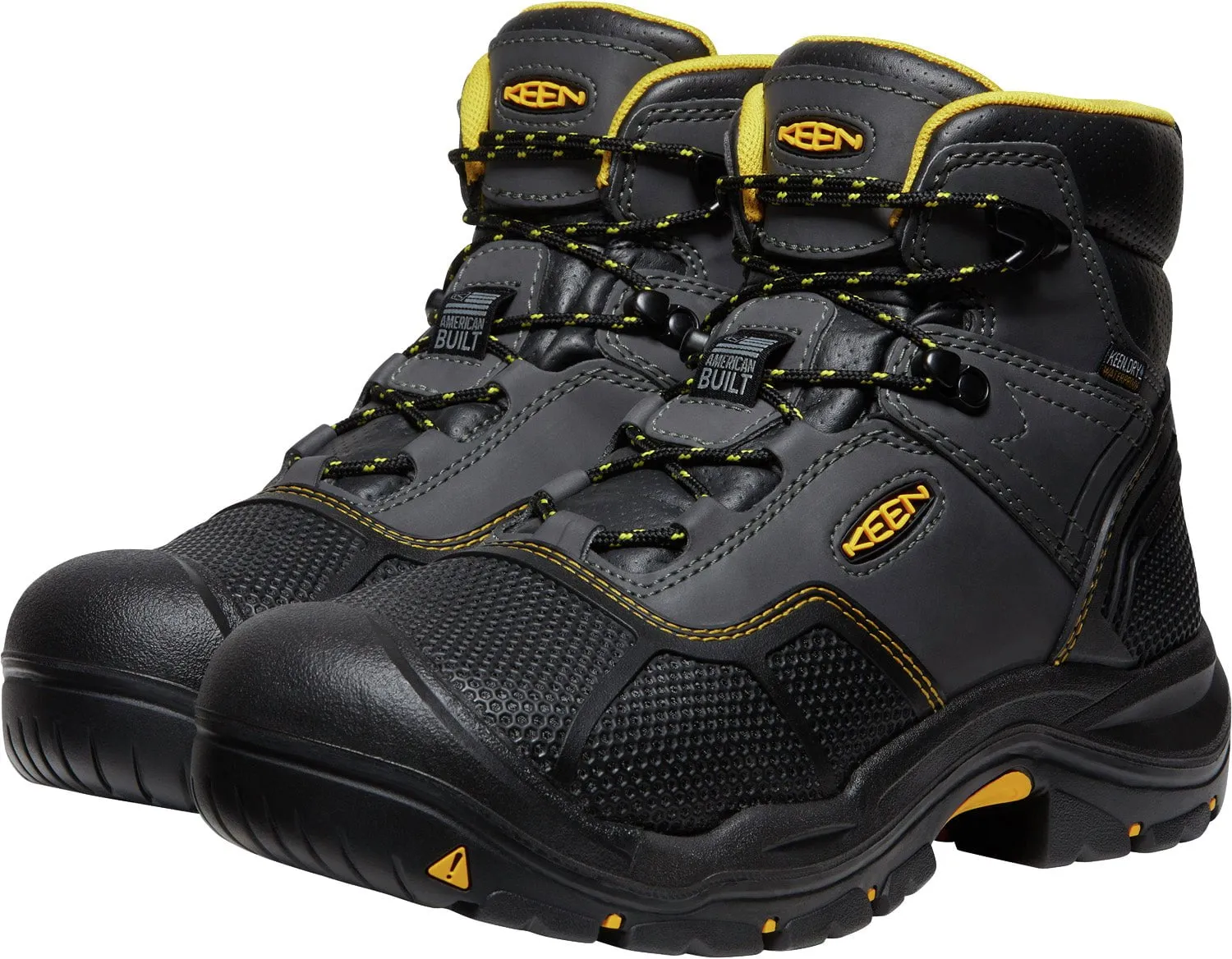 Keen Utility Mens Logandale WP Raven/Black Faux Leather Work Boots