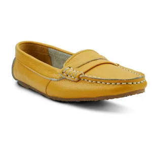 Leather Moccasin Wrinkle Soft Mustard Yellow