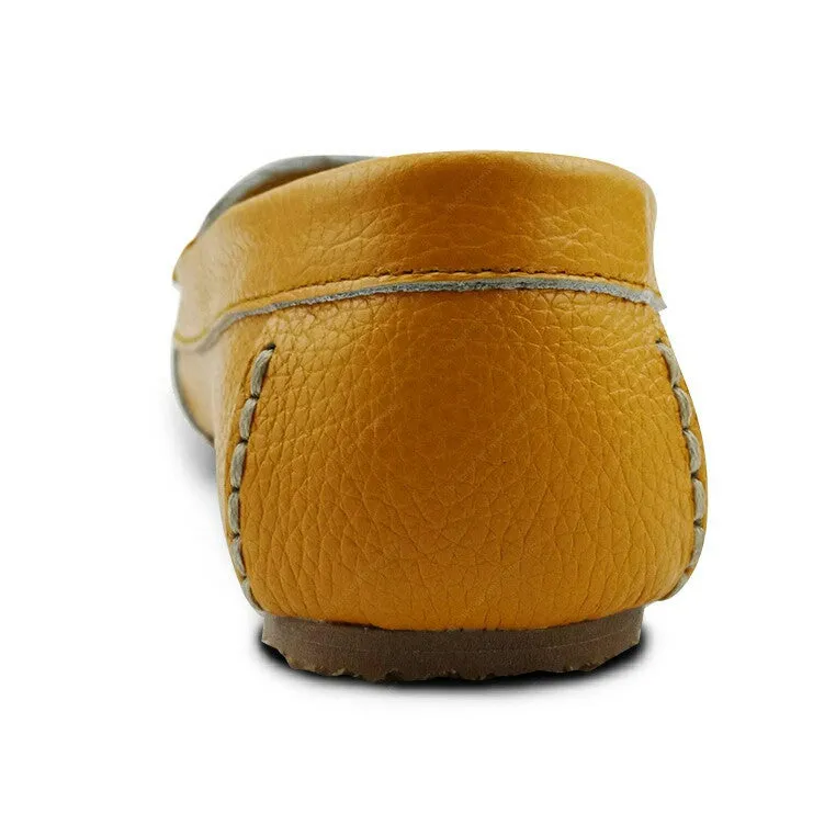 Leather Moccasin Wrinkle Soft Mustard Yellow