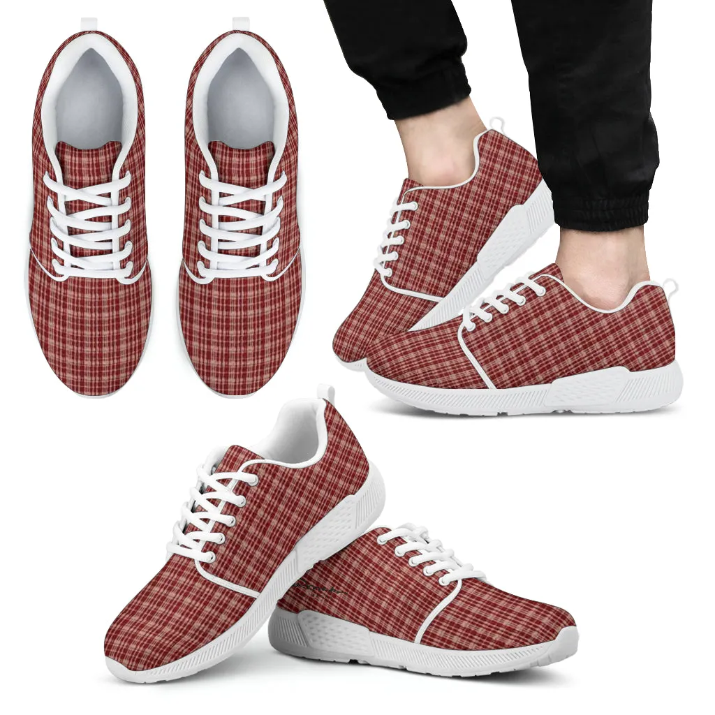 Maroon Beige Tight Plaid Athletic Sneakers