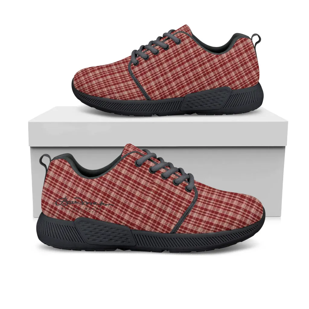 Maroon Beige Tight Plaid Athletic Sneakers