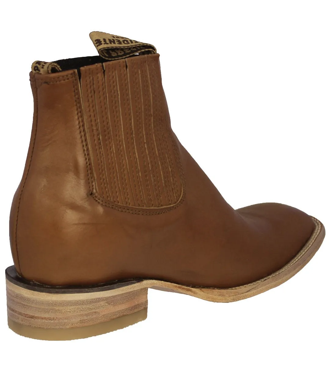 Mens Honey Brown Chelsea Boots Solid Leather - Square Toe