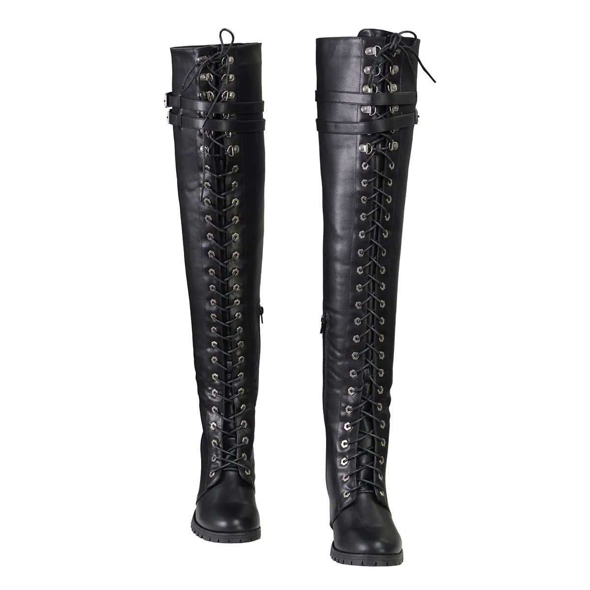 Milwaukee Performance MBL9424 Women's Black Above the Knee Boots with Lace-Up Closure