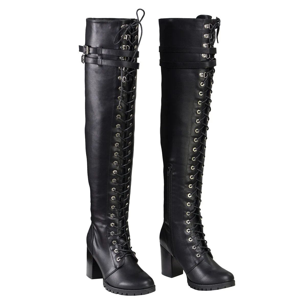 Milwaukee Performance MBL9424 Women's Black Above the Knee Boots with Lace-Up Closure