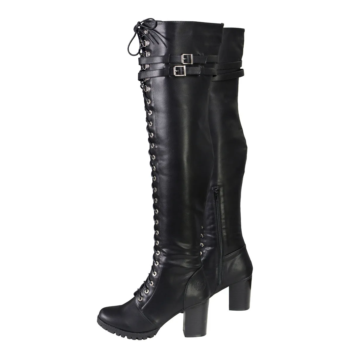 Milwaukee Performance MBL9424 Women's Black Above the Knee Boots with Lace-Up Closure