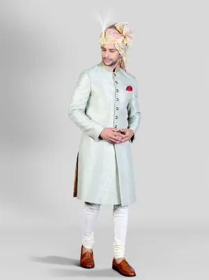 Mint Green & Golden Sherwani | Azania