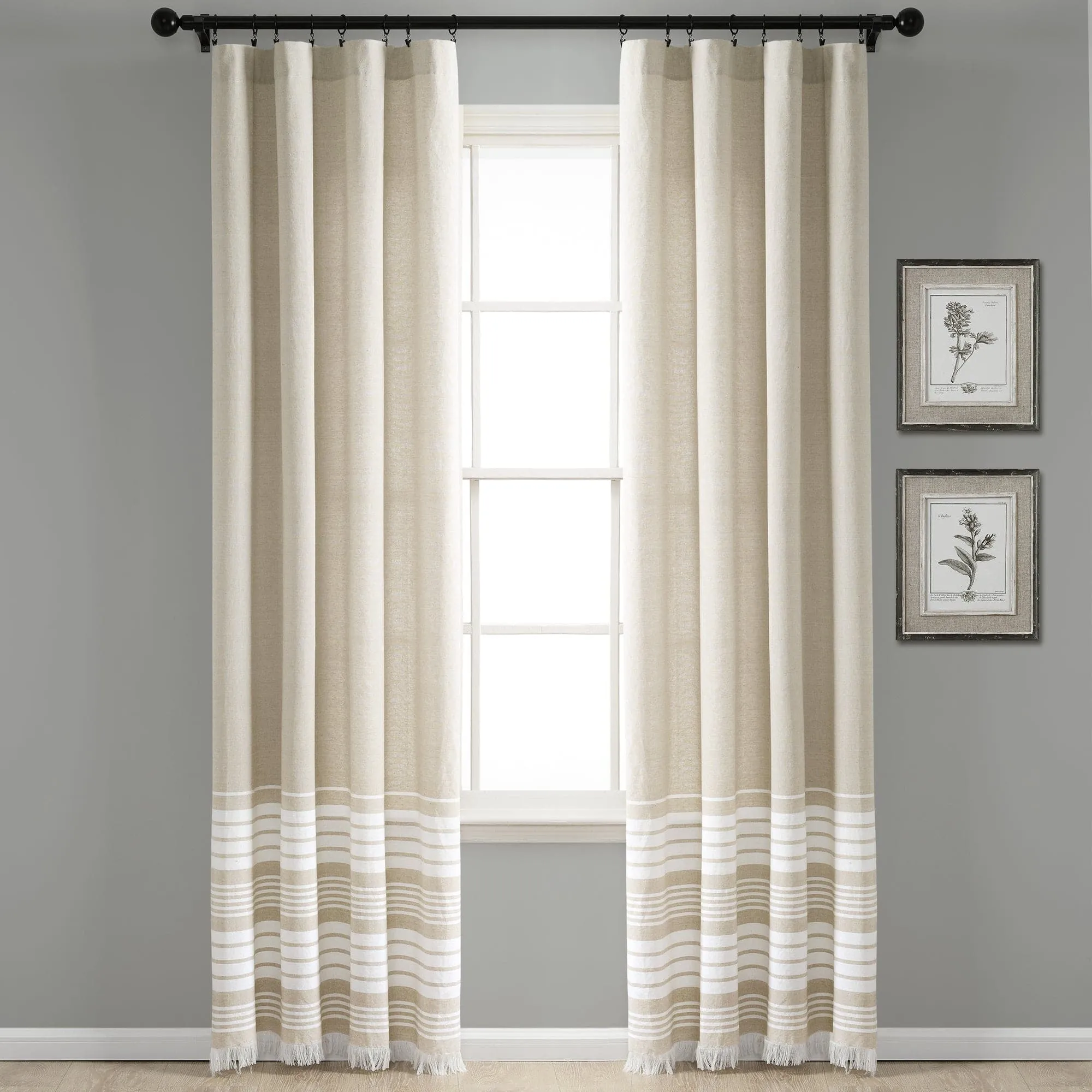 Nantucket Yarn Dyed Tassel Fringe Window Curtain Panel Set