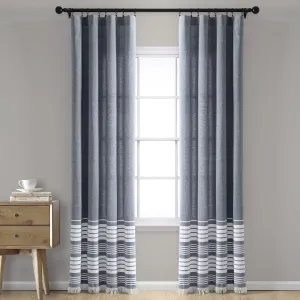 Nantucket Yarn Dyed Tassel Fringe Window Curtain Panel Set