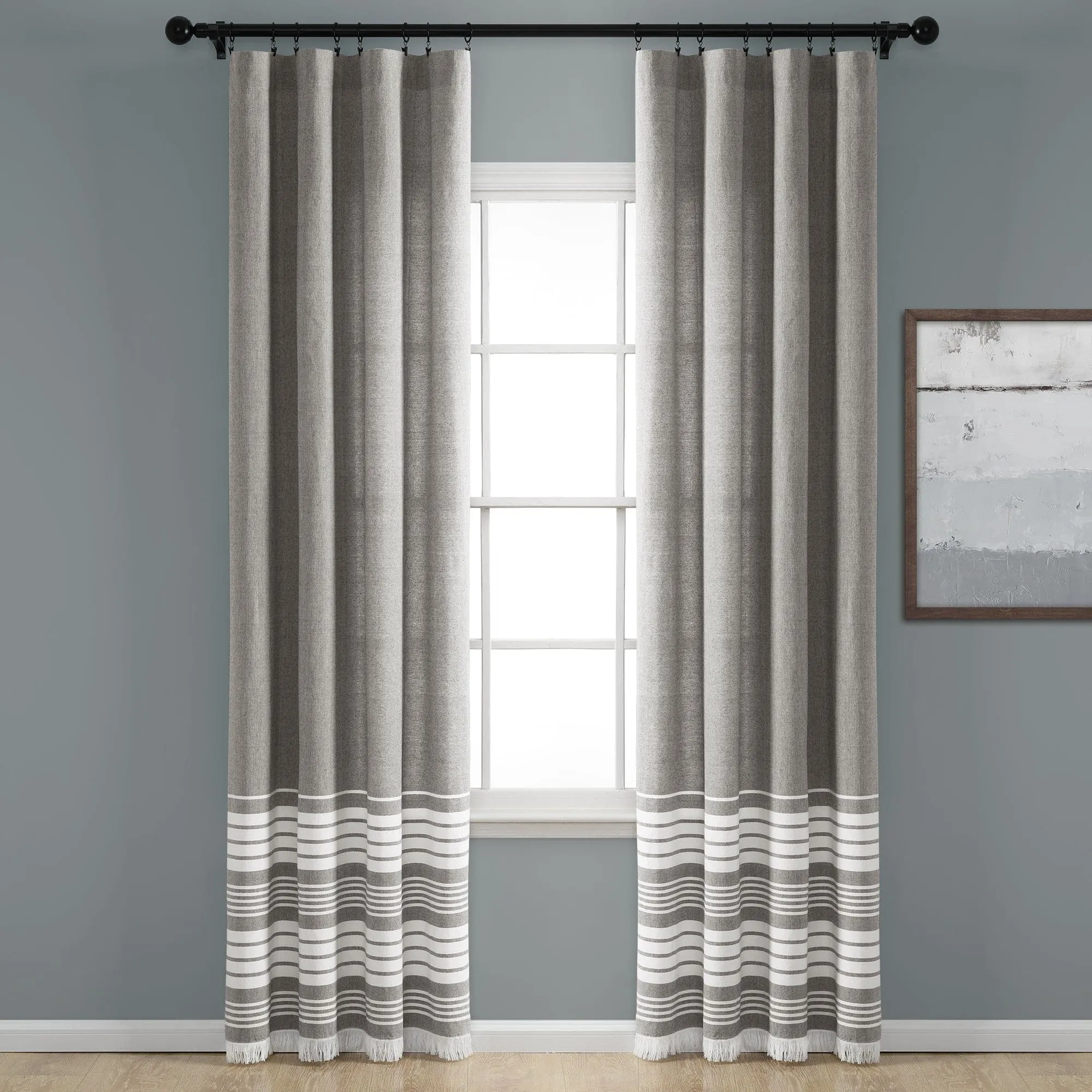 Nantucket Yarn Dyed Tassel Fringe Window Curtain Panel Set