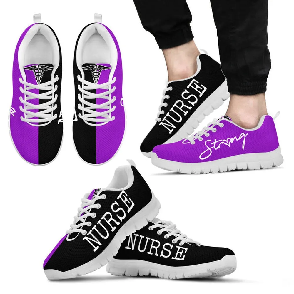 Nurse Sneaker, Nurse Strong Purple Black Sneakers Shoes, Best Shoes For Nurses