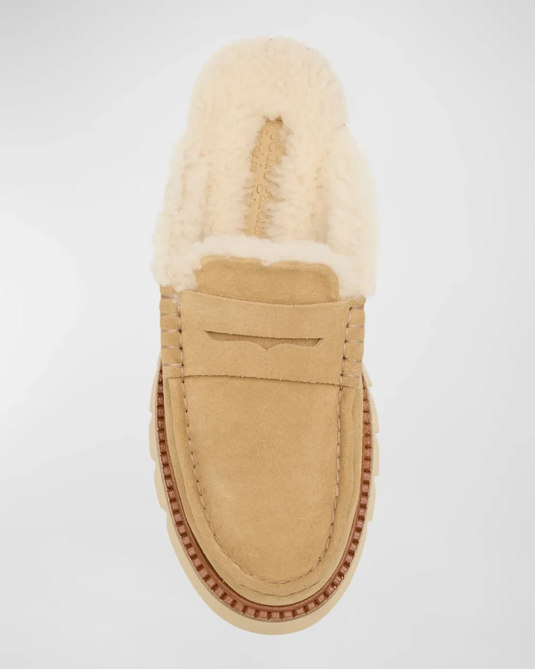 Pedro Garcia - Savy Suede Shearling Loafer Mules in Rope