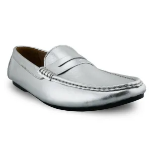 Penny Leather Loafer Liquid Silver