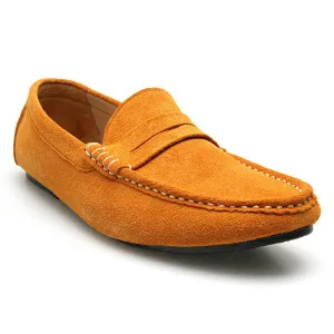 Penny Leather Loafer Suede Yellow Mustard