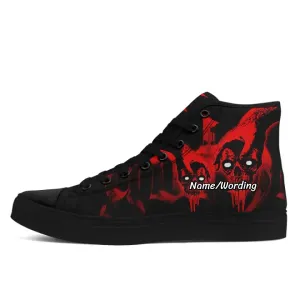 Personalized Gothic Fashion Sneakers, Custom Canvas High Top shoes, Skull Shoes