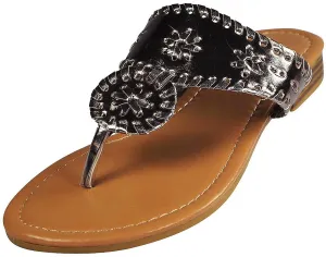 Pierre Dumas Womens Rosetta 1 Flat Sandals,Platinum,7