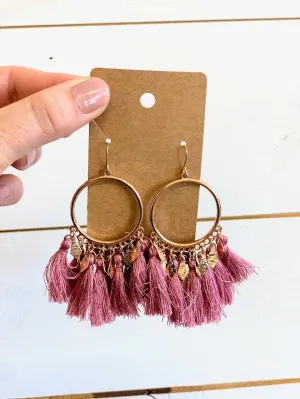 Pink Tassel Earrings