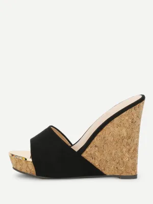 Platform Suede Wedge Mules