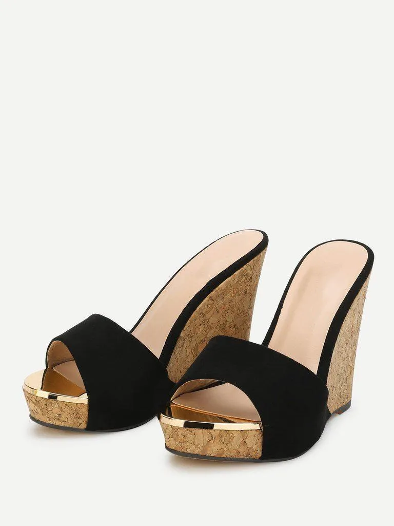 Platform Suede Wedge Mules