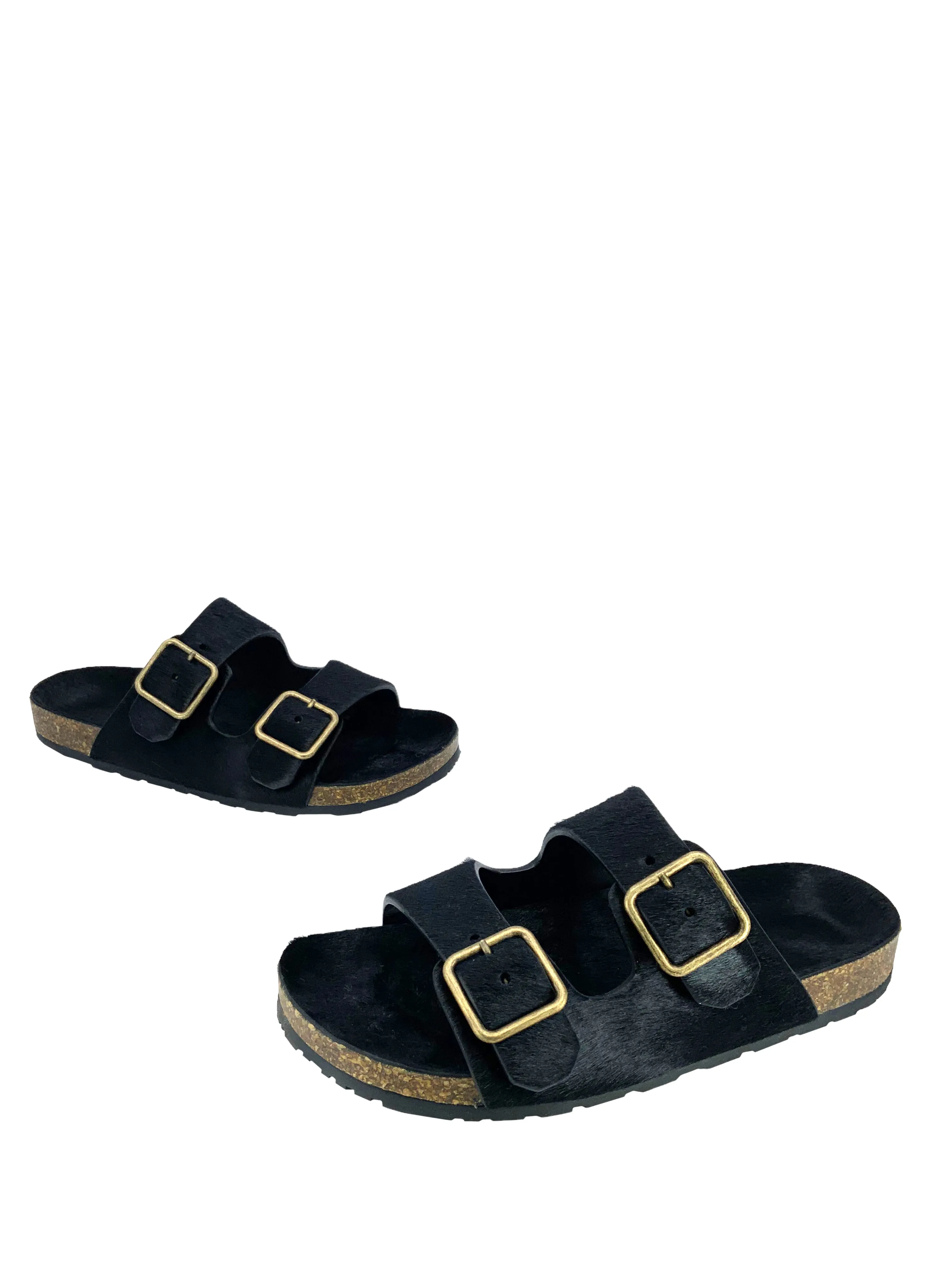 SAINT LAURENT Jimmy Pony Hair Flat Sandals Size 6.5