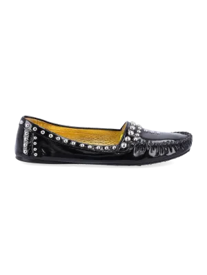 studded patent leather loafers