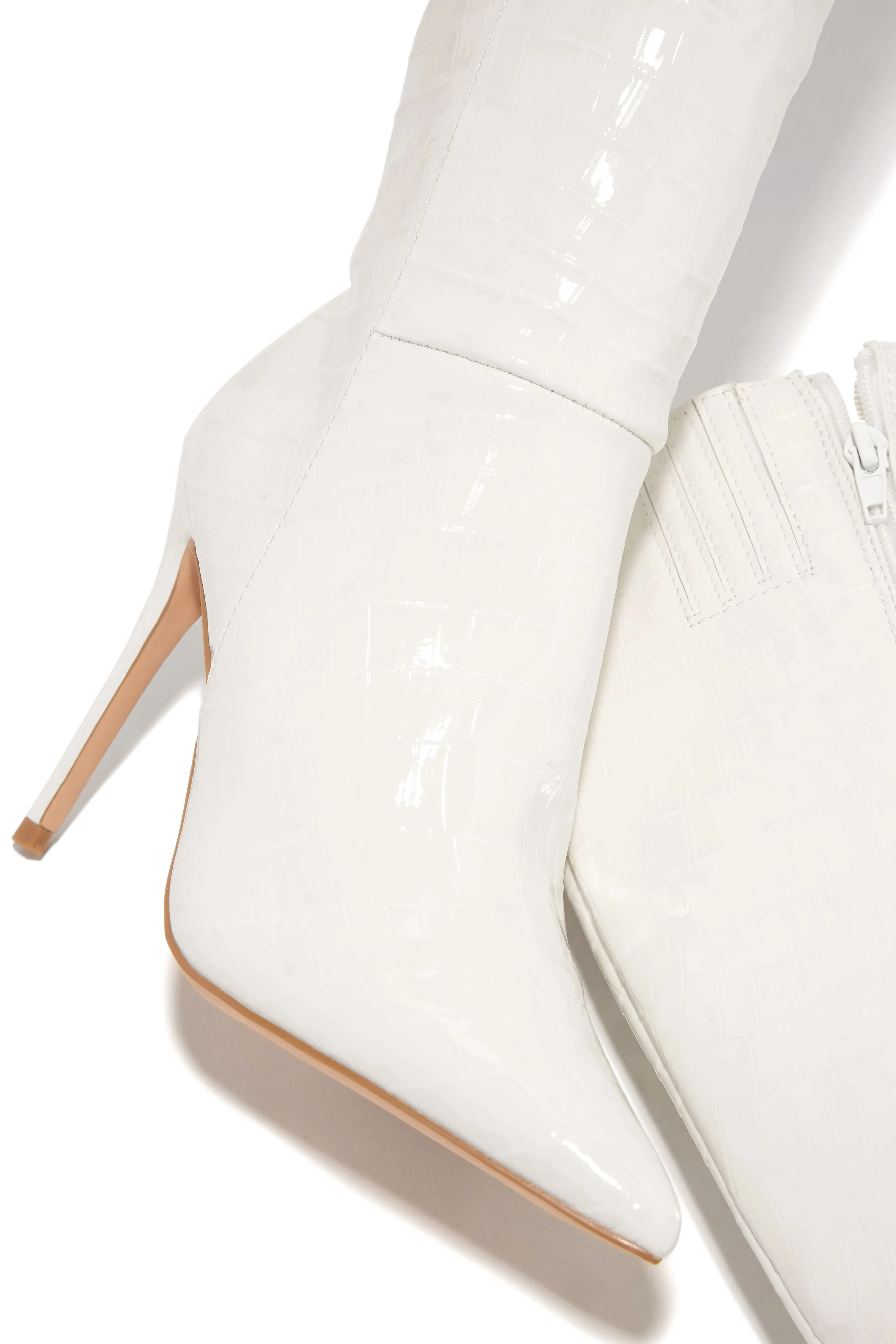 Trisha Knee High Heel Boots - White